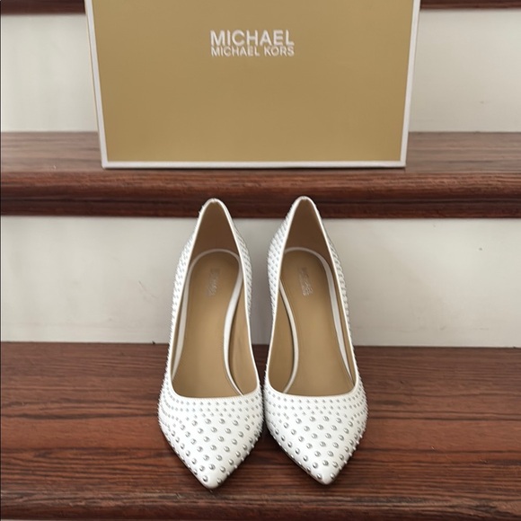 Michael Kors White Studded Heels - Picture 1 of 5